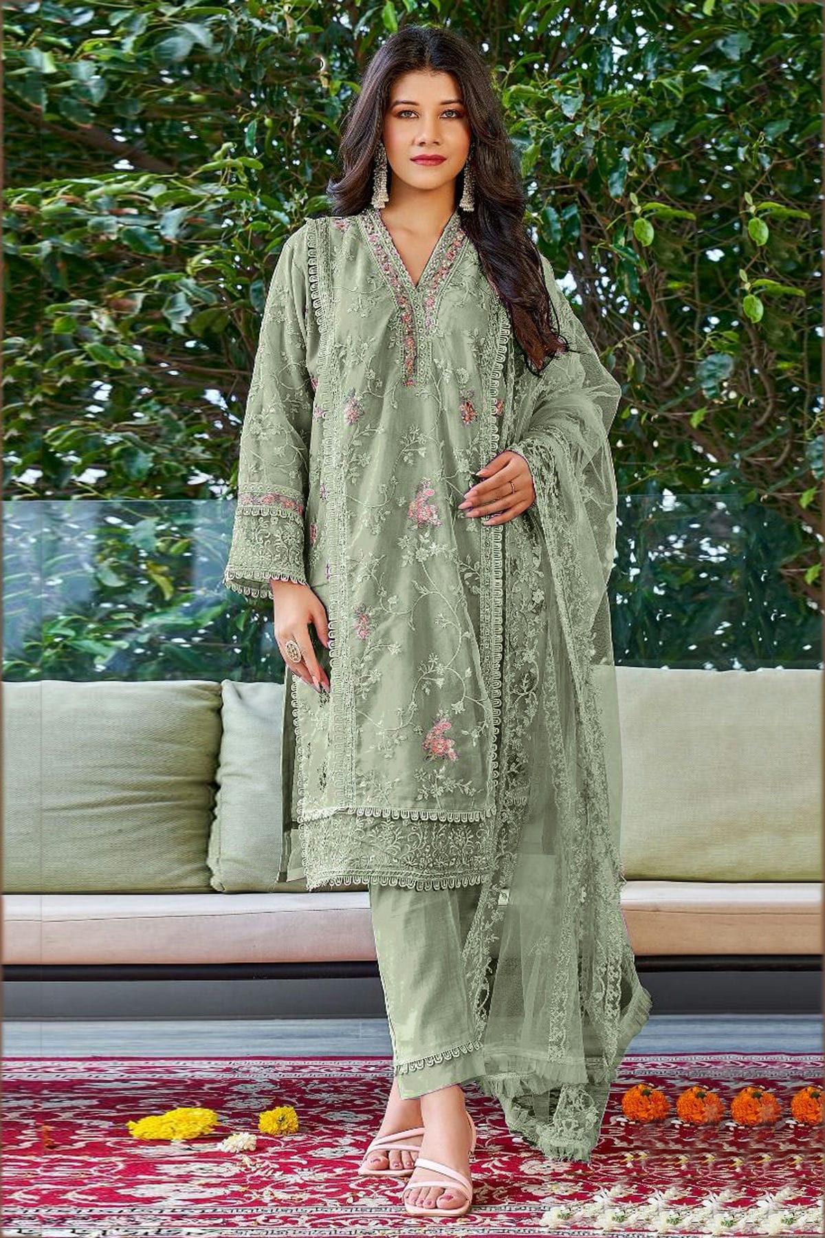 Green Colour Georgette Pakistani Suit vastradi