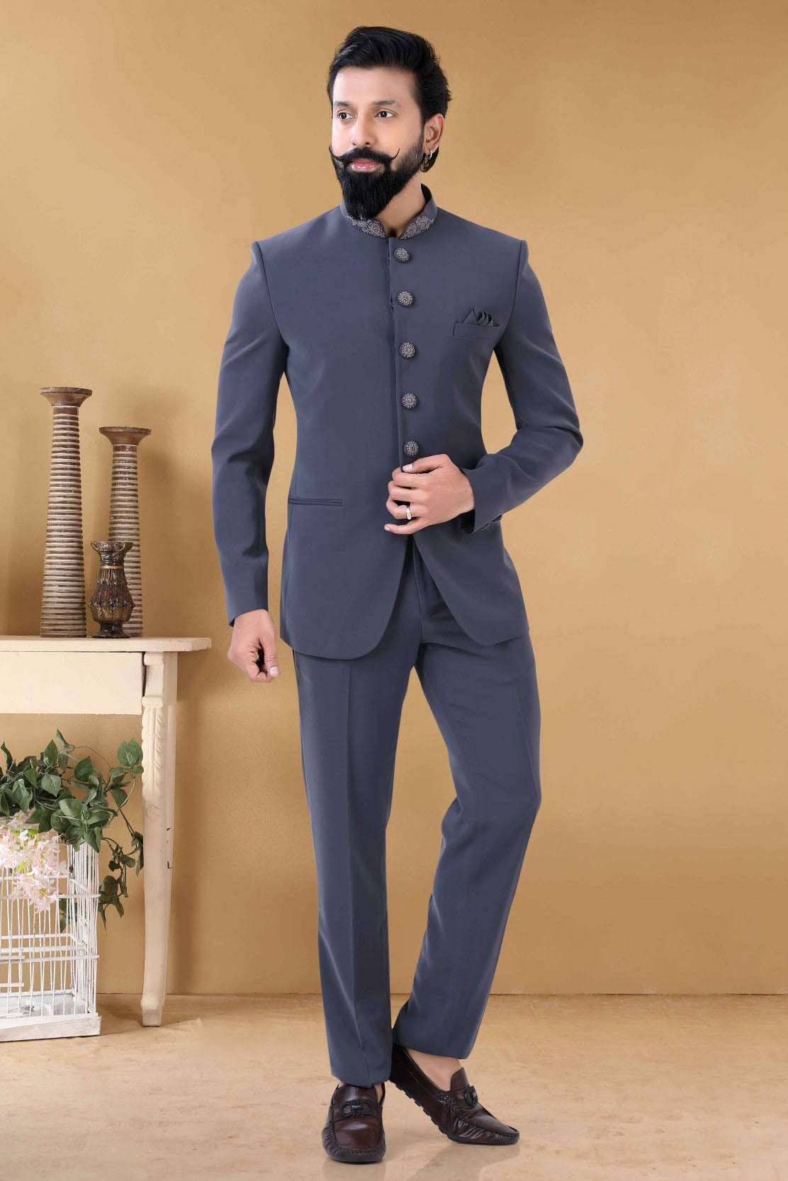 Grey jodhpuri suit hotsell