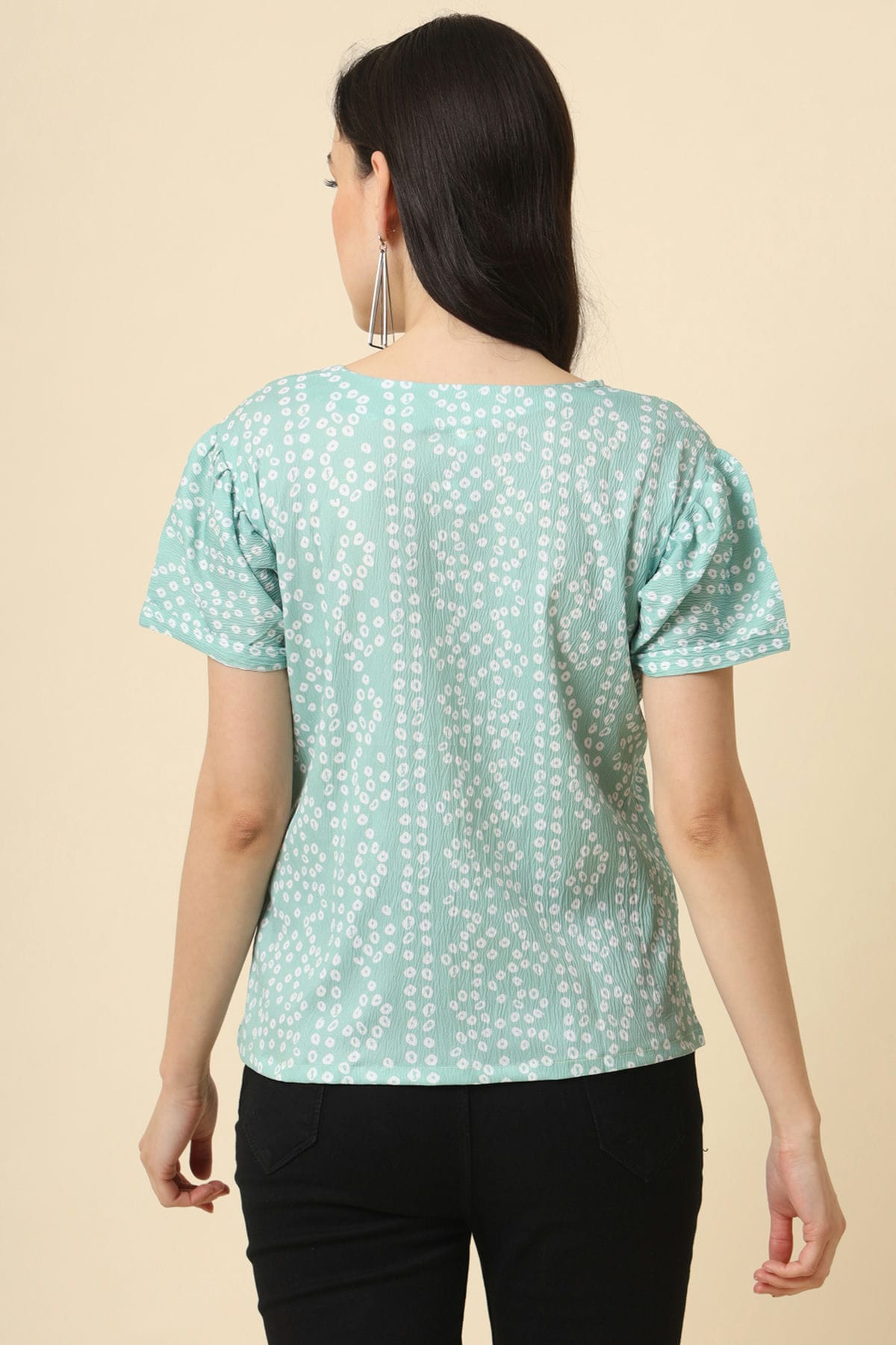 Aqua Blue Colour Crepe Readymade Top