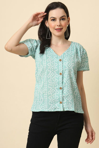 Aqua Blue Colour Crepe Readymade Top