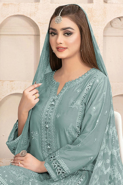 Aqua Blue Colour Semi Stitched Faux Georgette Pakistani Suit