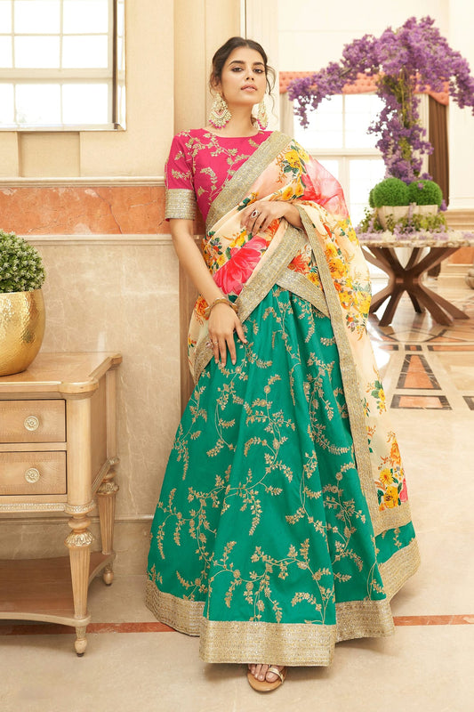 Art Silk Embroidery A Line Lehenga Choli