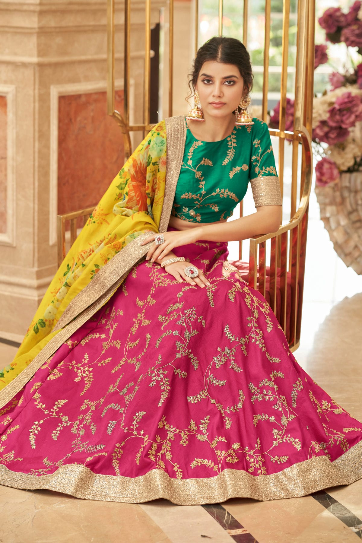 Art Silk Embroidery A Line Lehenga Choli