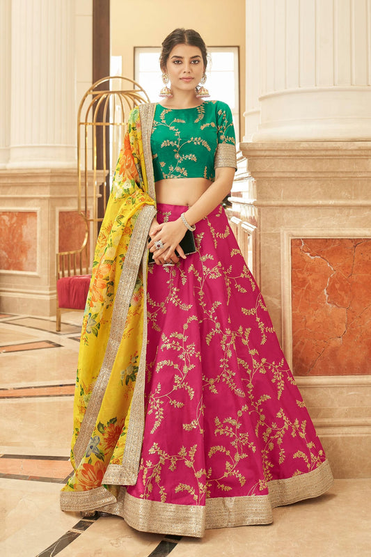 Art Silk Embroidery A Line Lehenga Choli