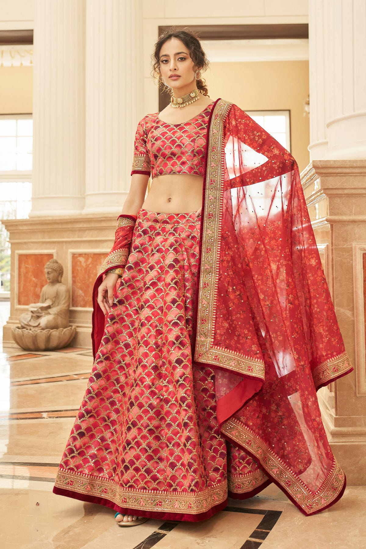 Art Silk Embroidery A Line Lehenga Choli