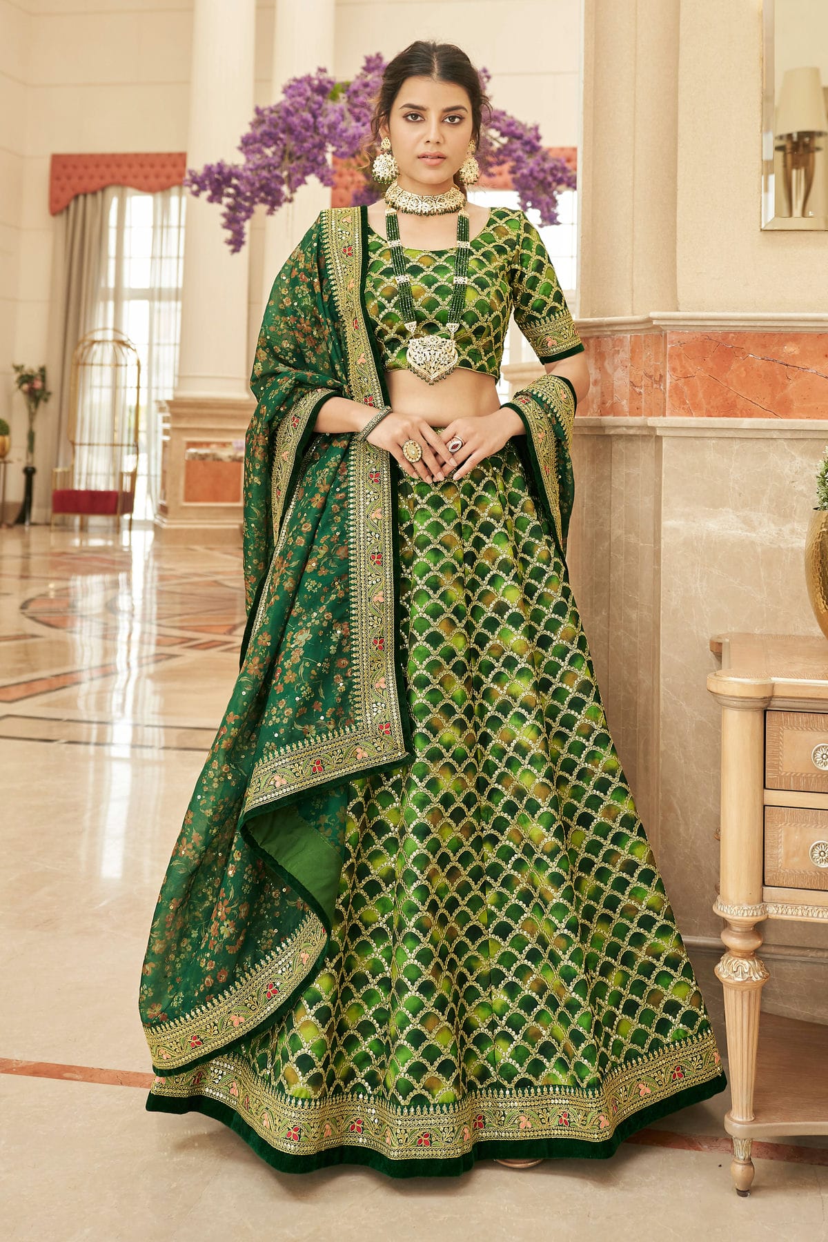 Art Silk Embroidery A Line Lehenga Choli