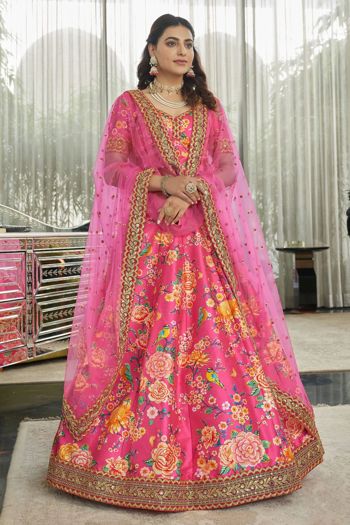 Art Silk Embroidery A Line Lehenga Choli