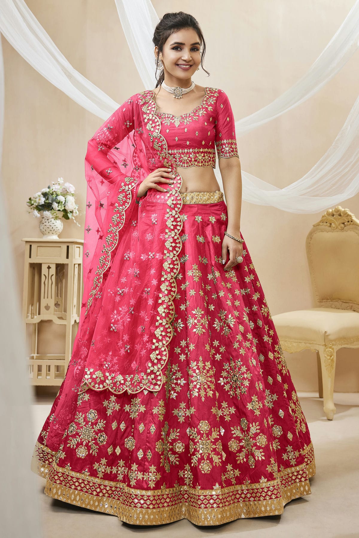 Art Silk Embroidery A Line Lehenga Choli