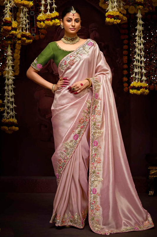 Baby Pink Colour Banarasi Kanjivram Designer Saree