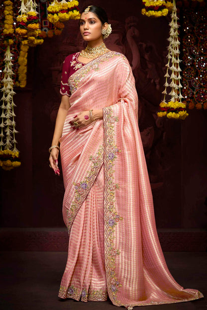 Baby Pink Colour Banarasi Kanjivram Designer Saree