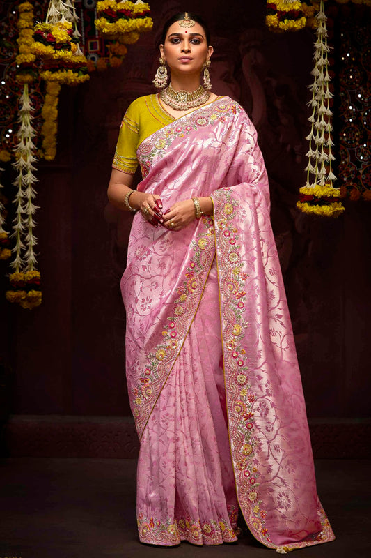 Baby Pink Colour Banarasi Kanjivram Designer Saree