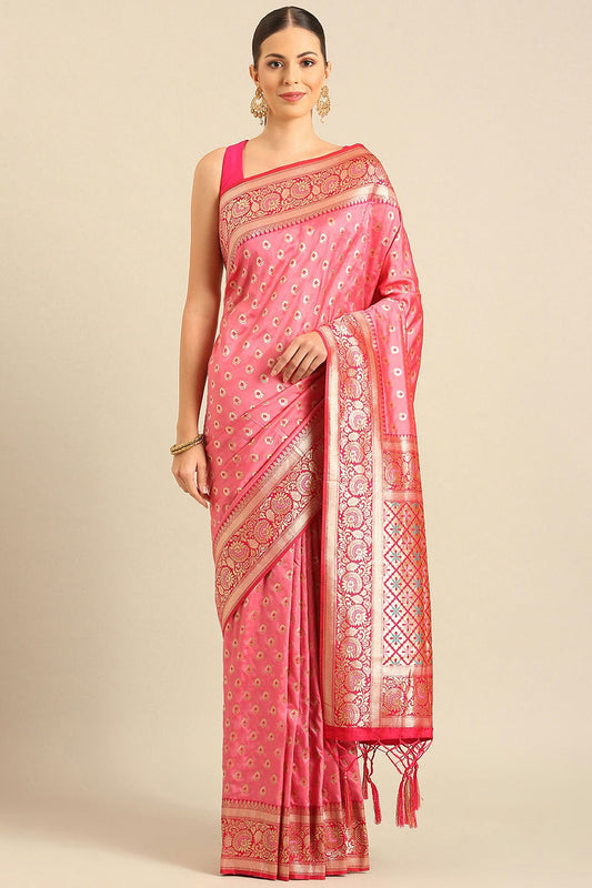 Baby Pink Colour Banarasi Silk Traditional Saree