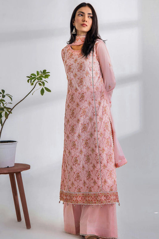 Baby Pink Colour Cotton Semi Stitched Pakistani Suit