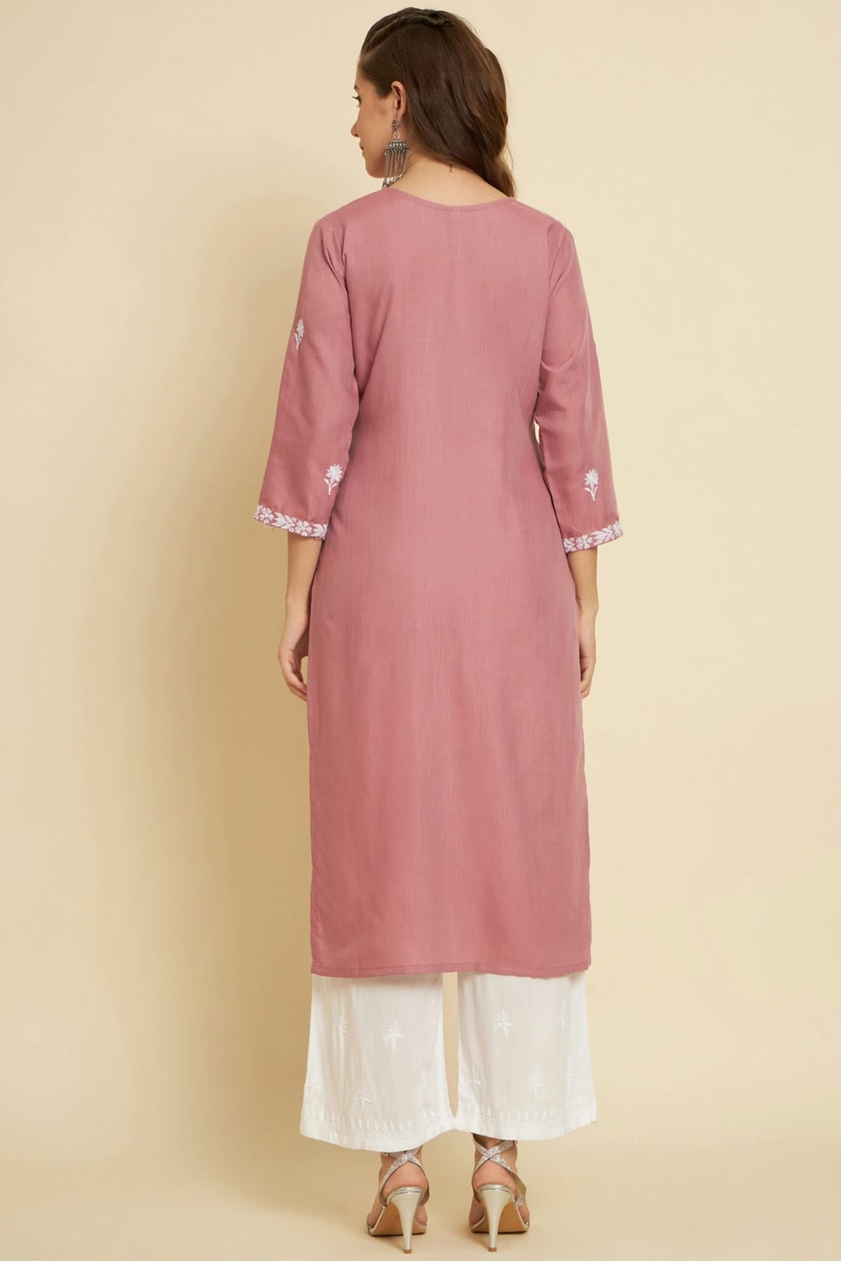 Baby Pink Colour Cotton Slub Kurti VSKR1111044