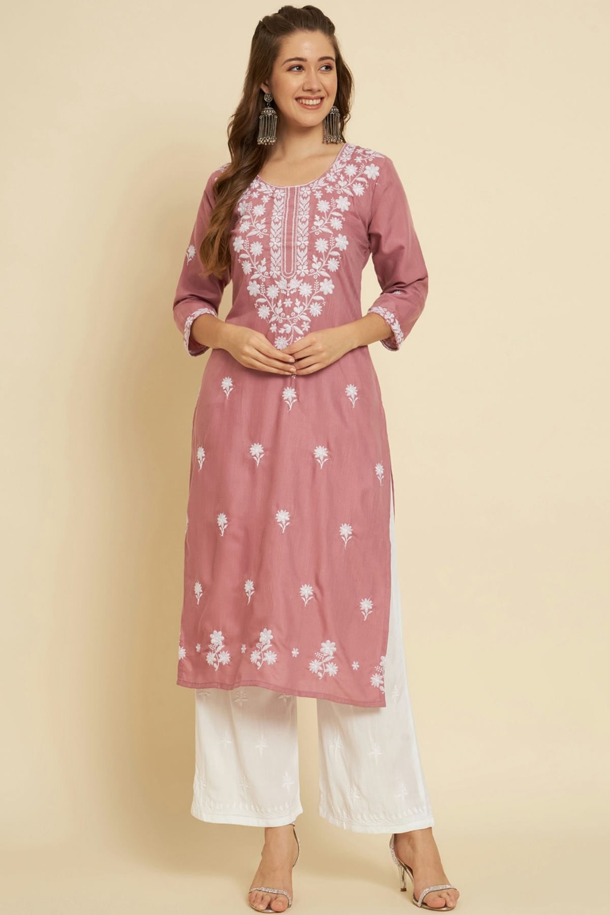 Baby Pink Colour Cotton Slub Kurti