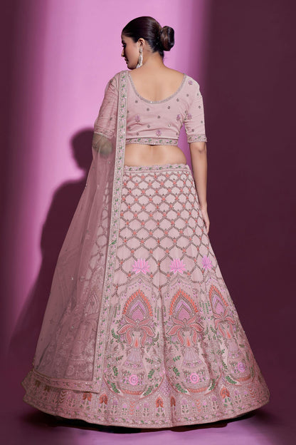 Baby Pink Colour Embroidery Georgette Lehenga Choli