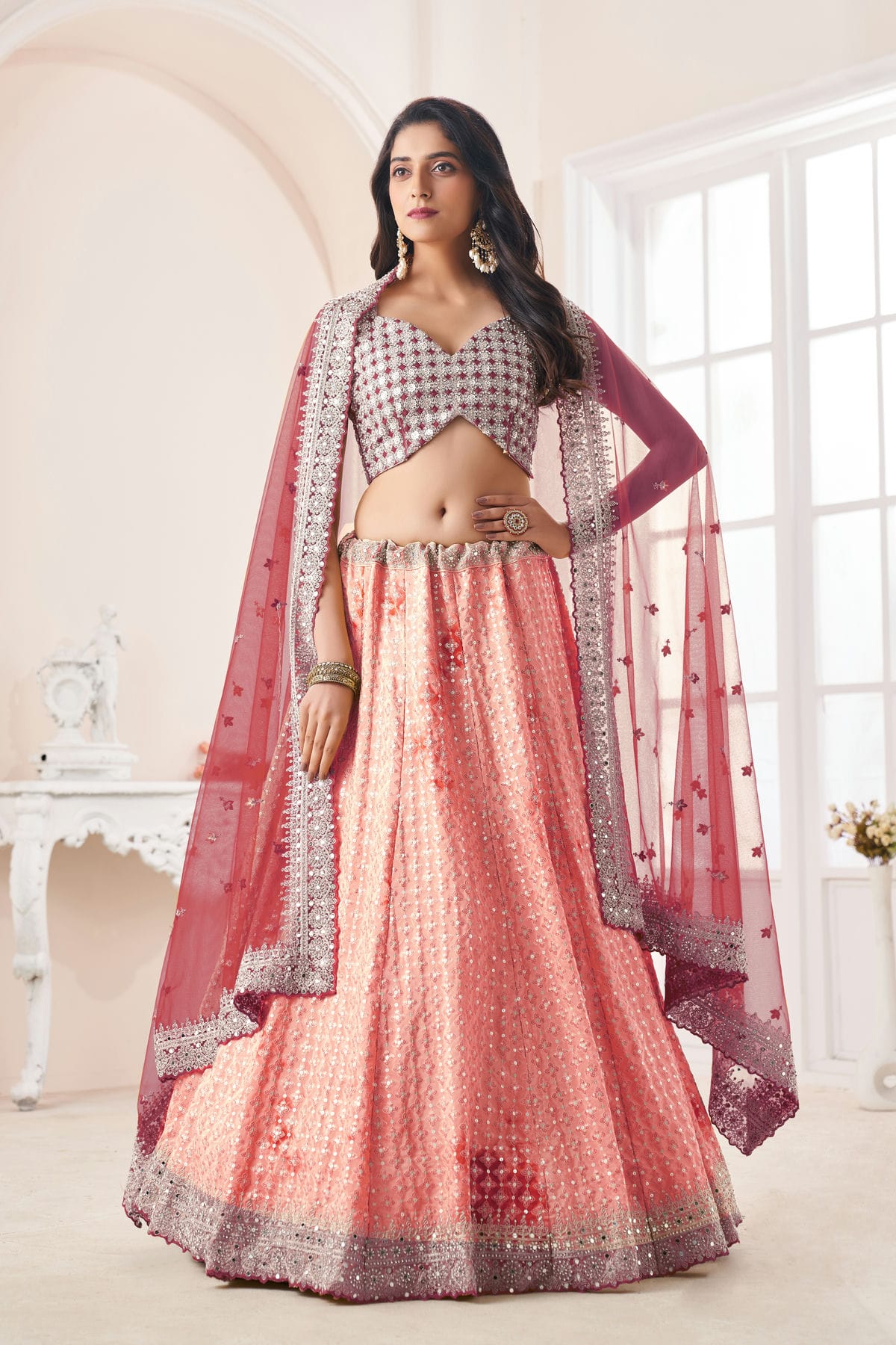 Baby Pink Colour Embroidery Georgette Lehenga Choli