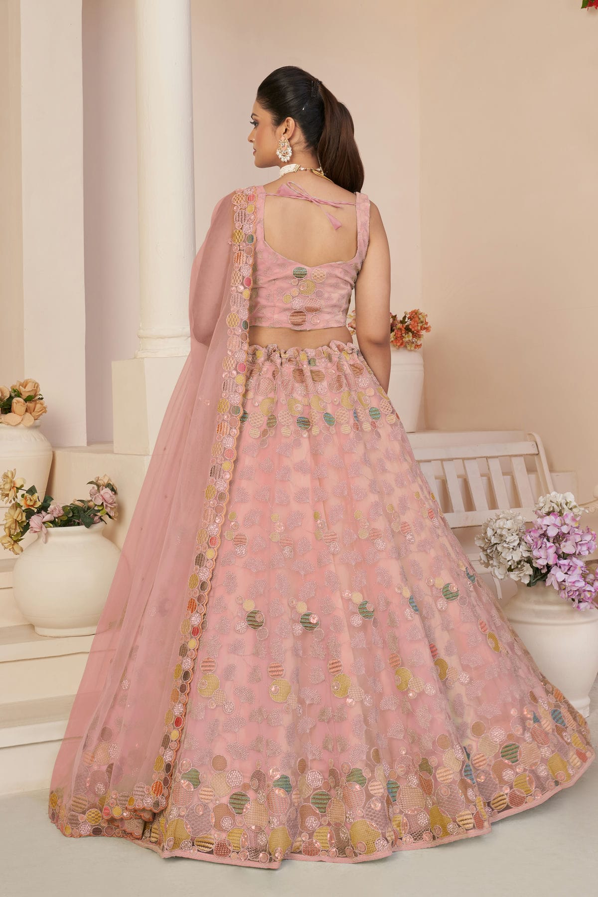 Baby Pink Colour Embroidery Net Lehenga Choli