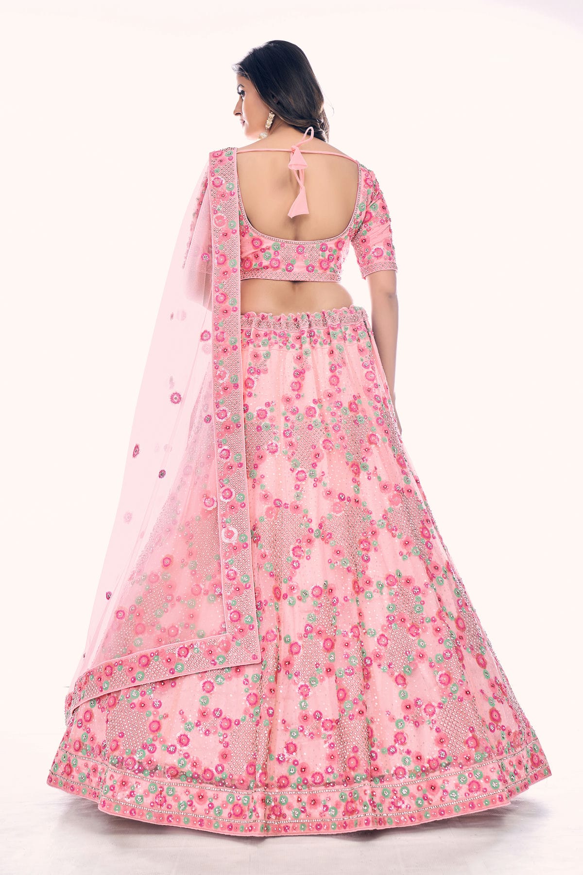 Baby Pink Colour Embroidery Soft Net Lehenga Choli