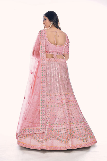 Baby Pink Colour Embroidery Soft Net Lehenga Choli