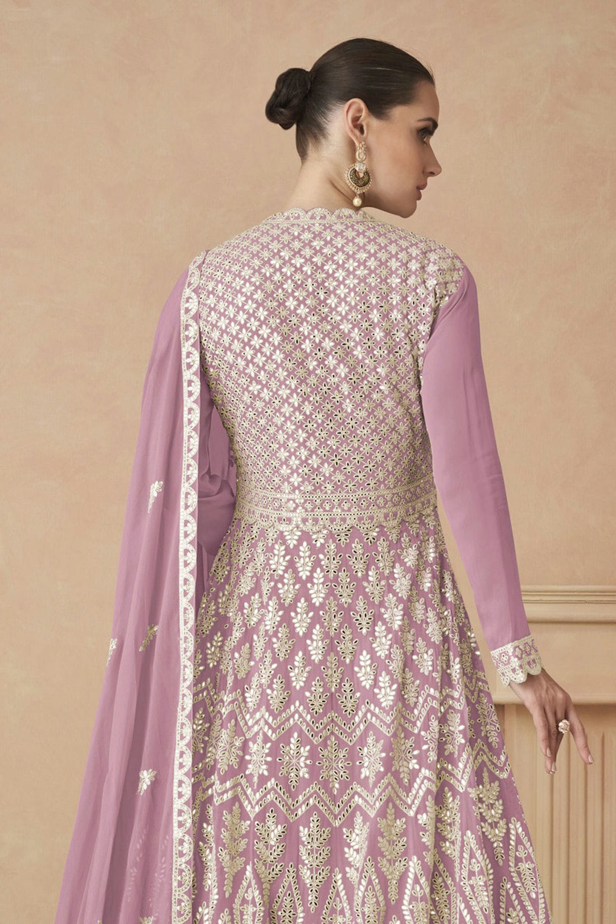 Baby Pink Colour Faux Georgette Anarkali Suit