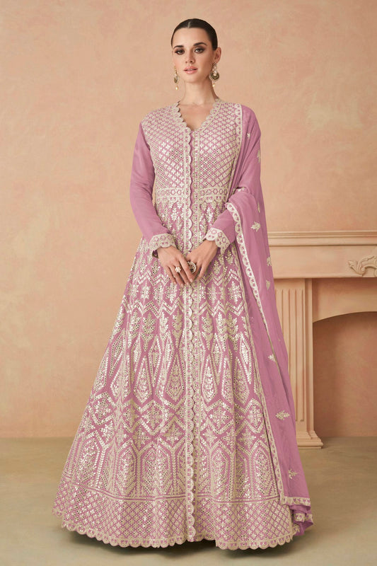 Baby Pink Colour Faux Georgette Anarkali Suit