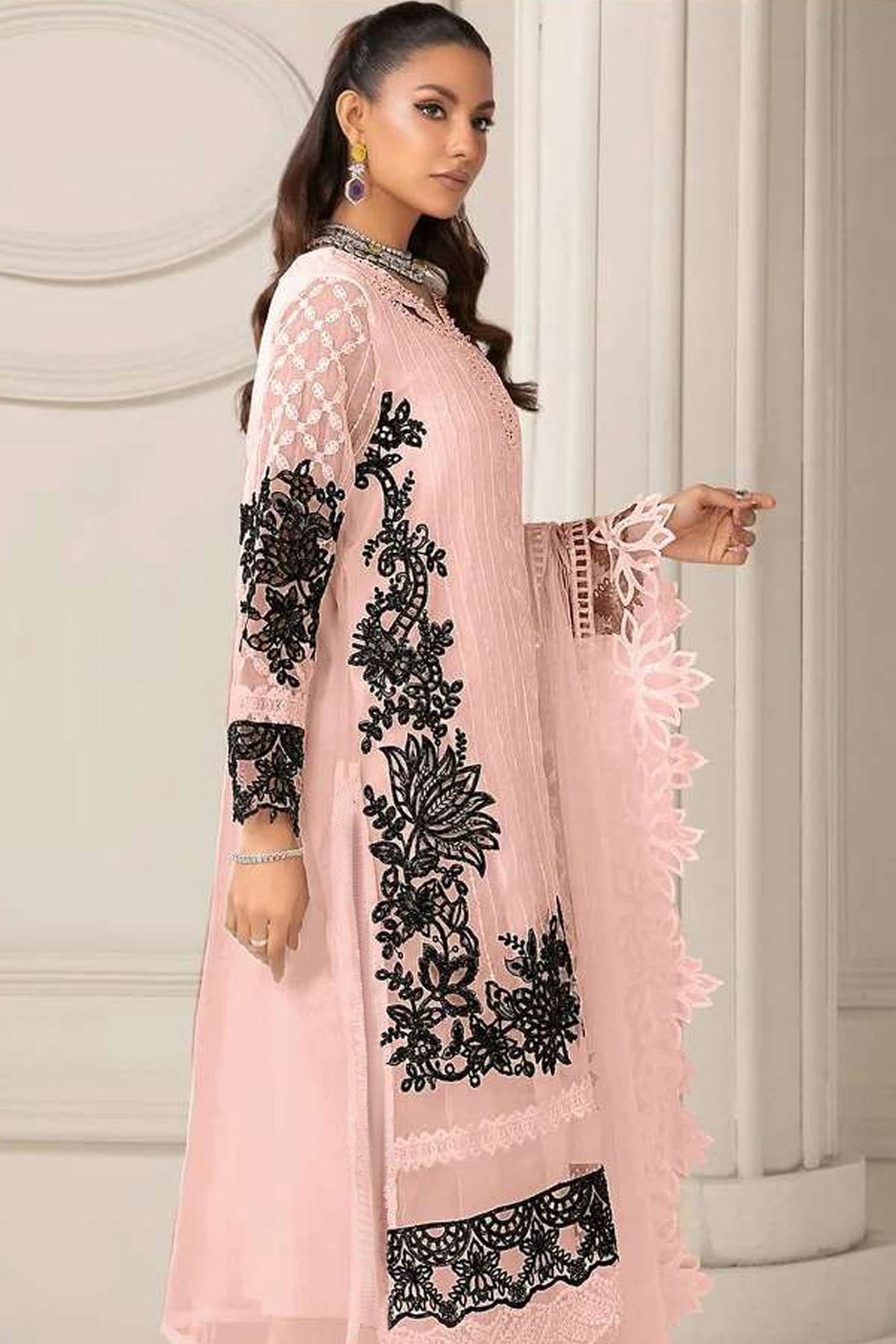 Baby Pink Colour Faux Georgette Pakistani Suit