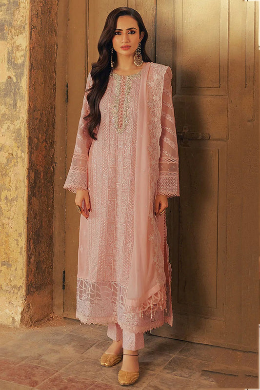 Baby Pink Colour Faux Georgette Semi Stitched Pakistani Suit