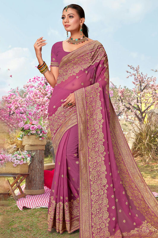 Baby Pink Colour Georgette Designer Saree