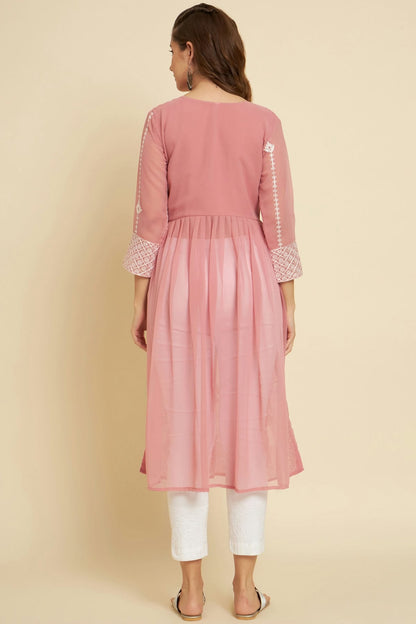 Baby Pink Colour Georgette Kurti VSKR1111040