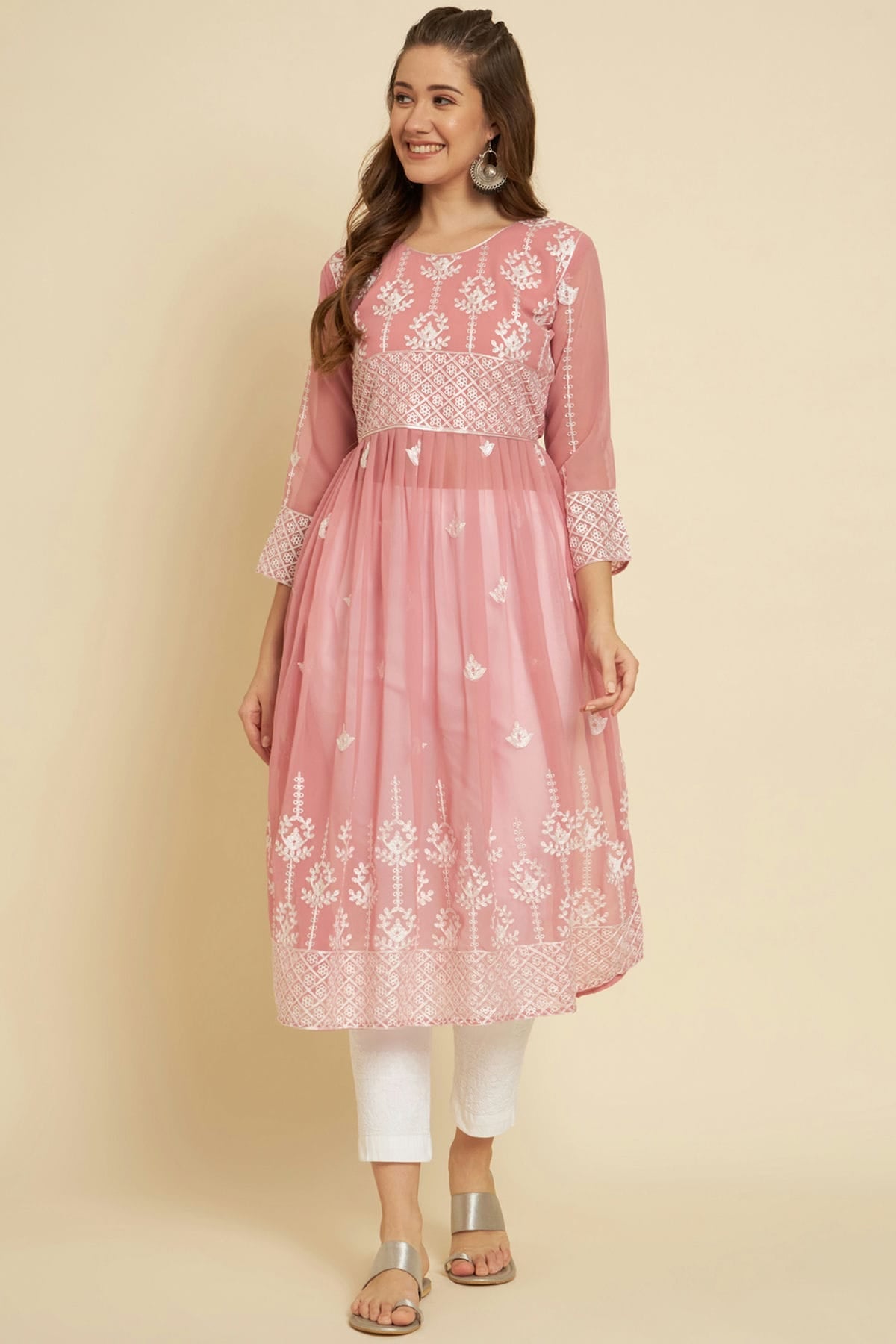 Baby Pink Colour Georgette Kurti