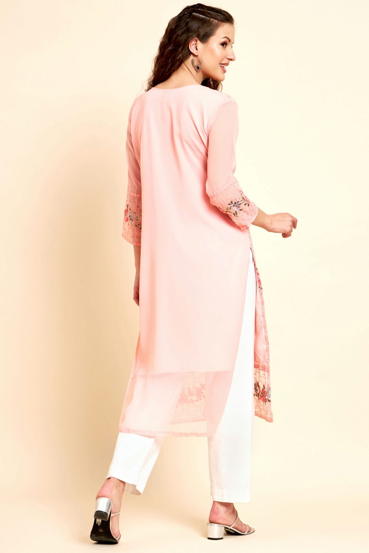 Baby Pink Colour Georgette Kurti VSKR1111062