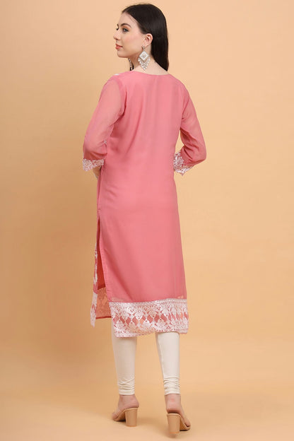 Baby Pink Colour Georgette Kurti VSKR1111182