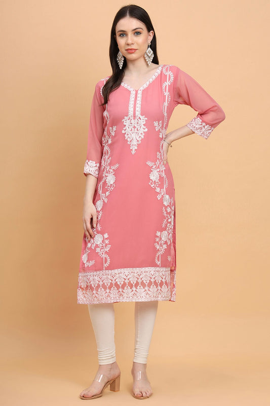 Baby Pink Colour Georgette Kurti