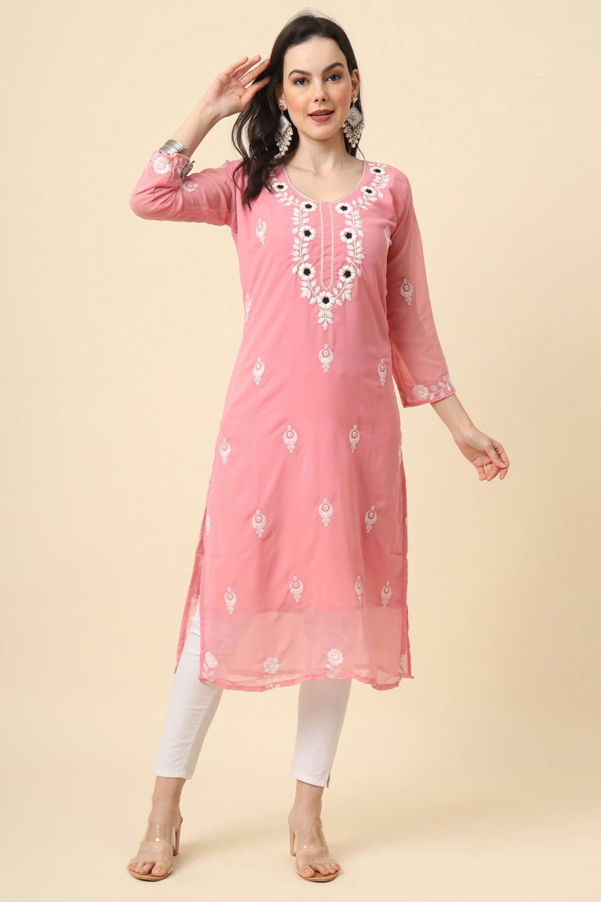 Baby Pink Colour Georgette Kurti