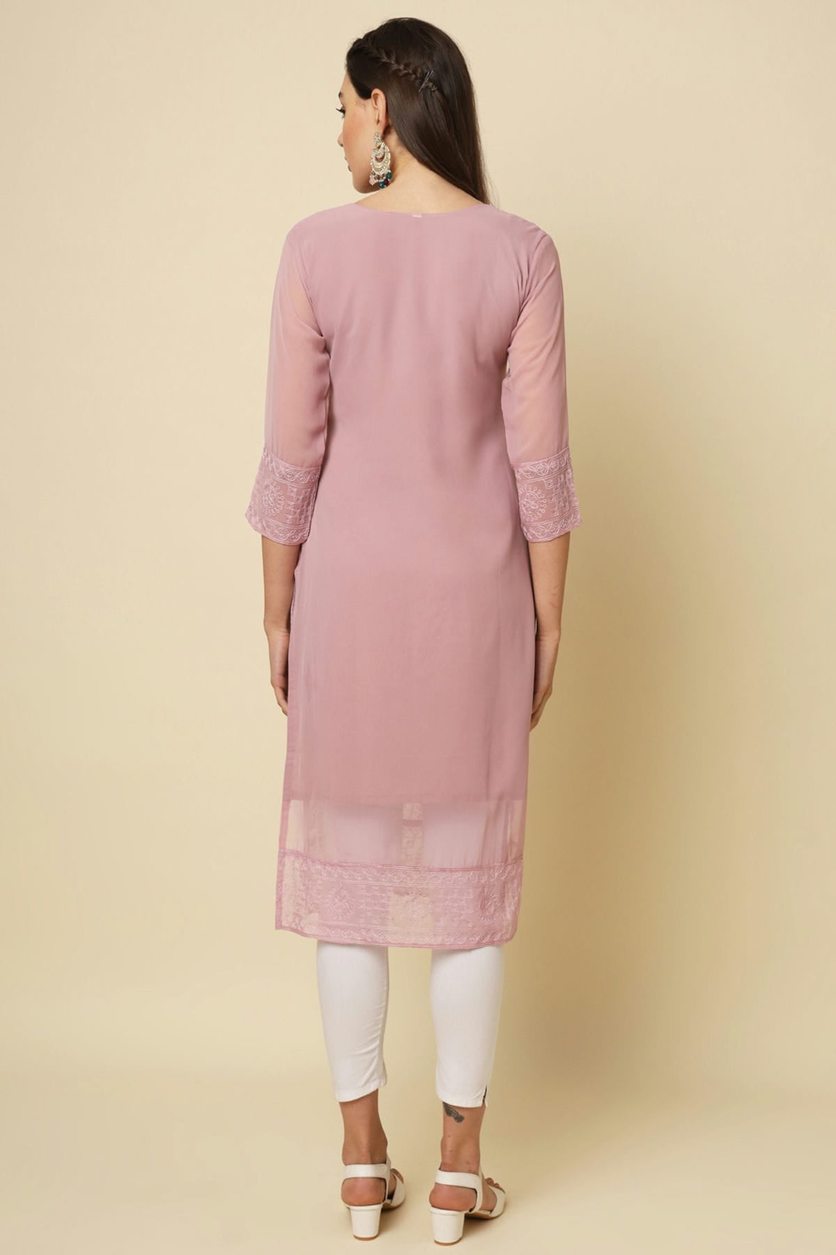 Baby Pink Colour Georgette Kurti VSKR1111196