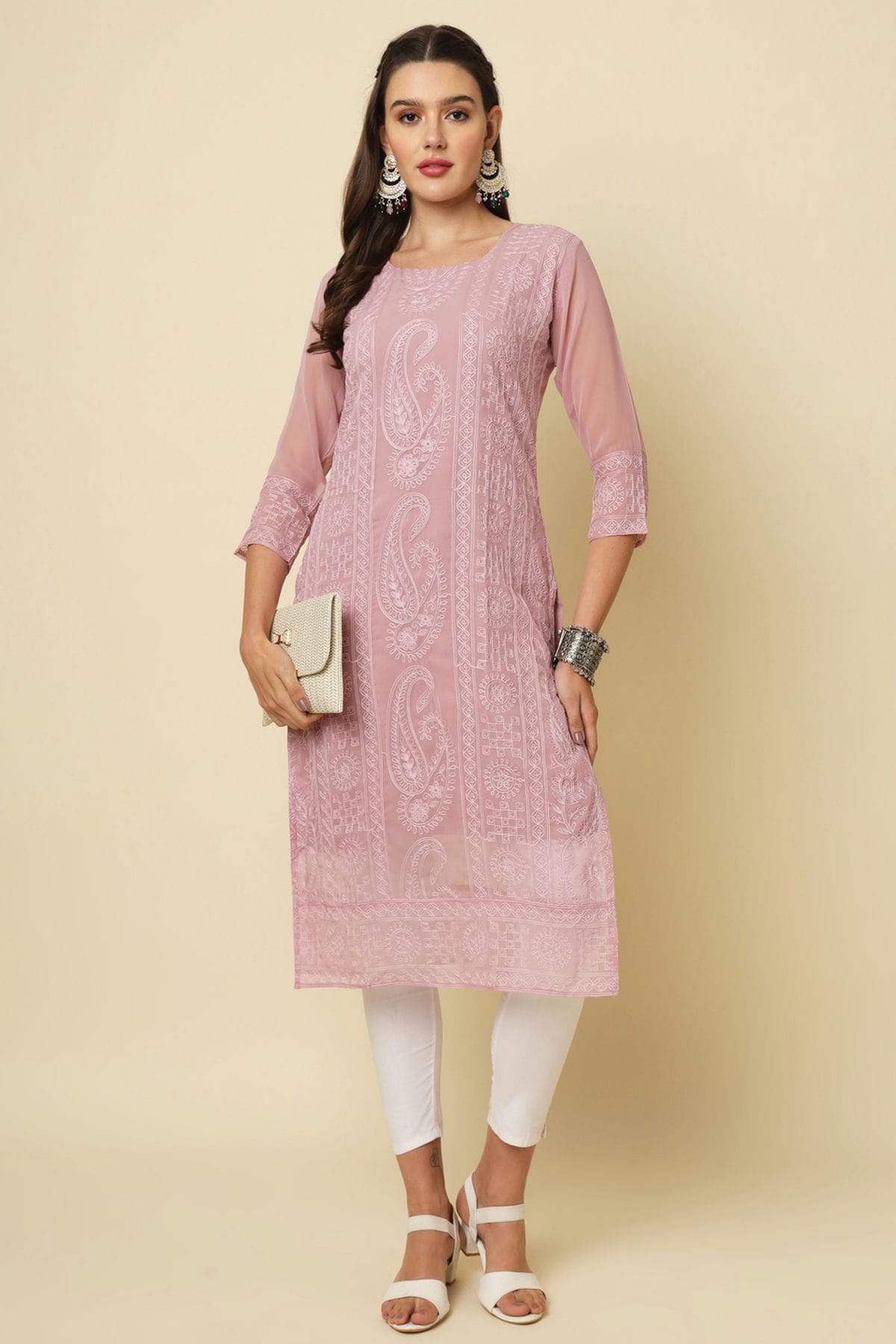 Baby Pink Colour Georgette Kurti