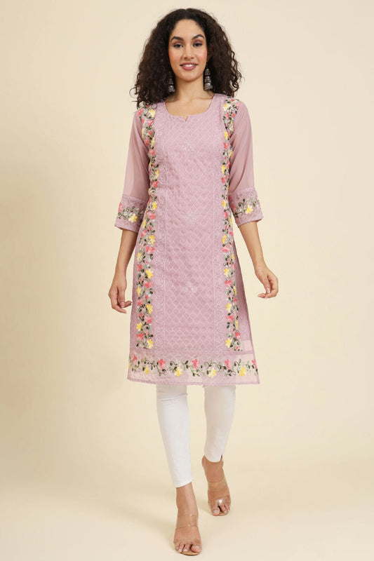 Baby Pink Colour Georgette Kurti