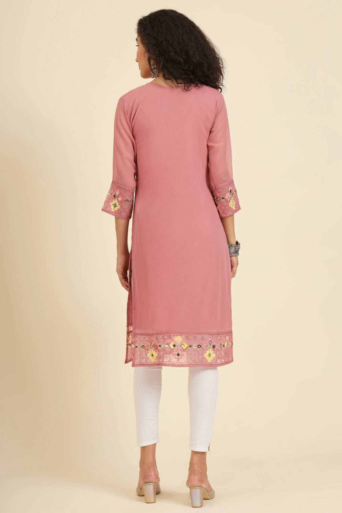 Baby Pink Colour Georgette Kurti VSKR1111244