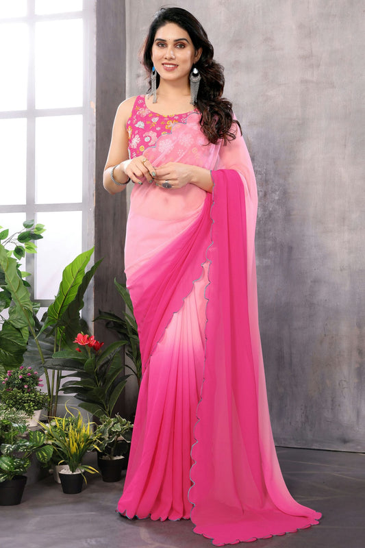 Baby Pink Colour Georgette Saree