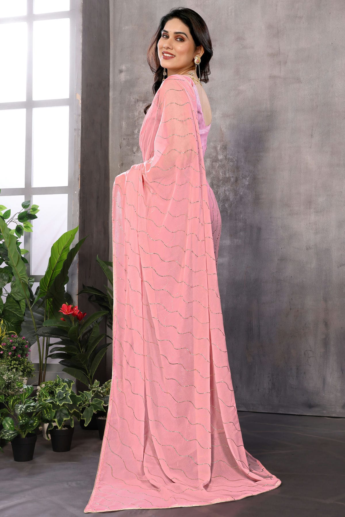 Baby Pink Colour Georgette Saree