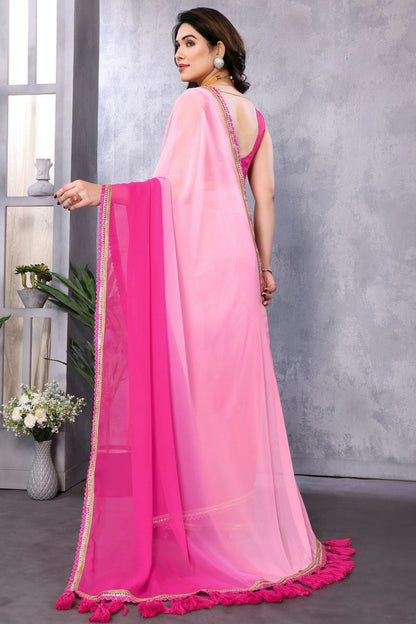 Baby Pink Colour Georgette Saree