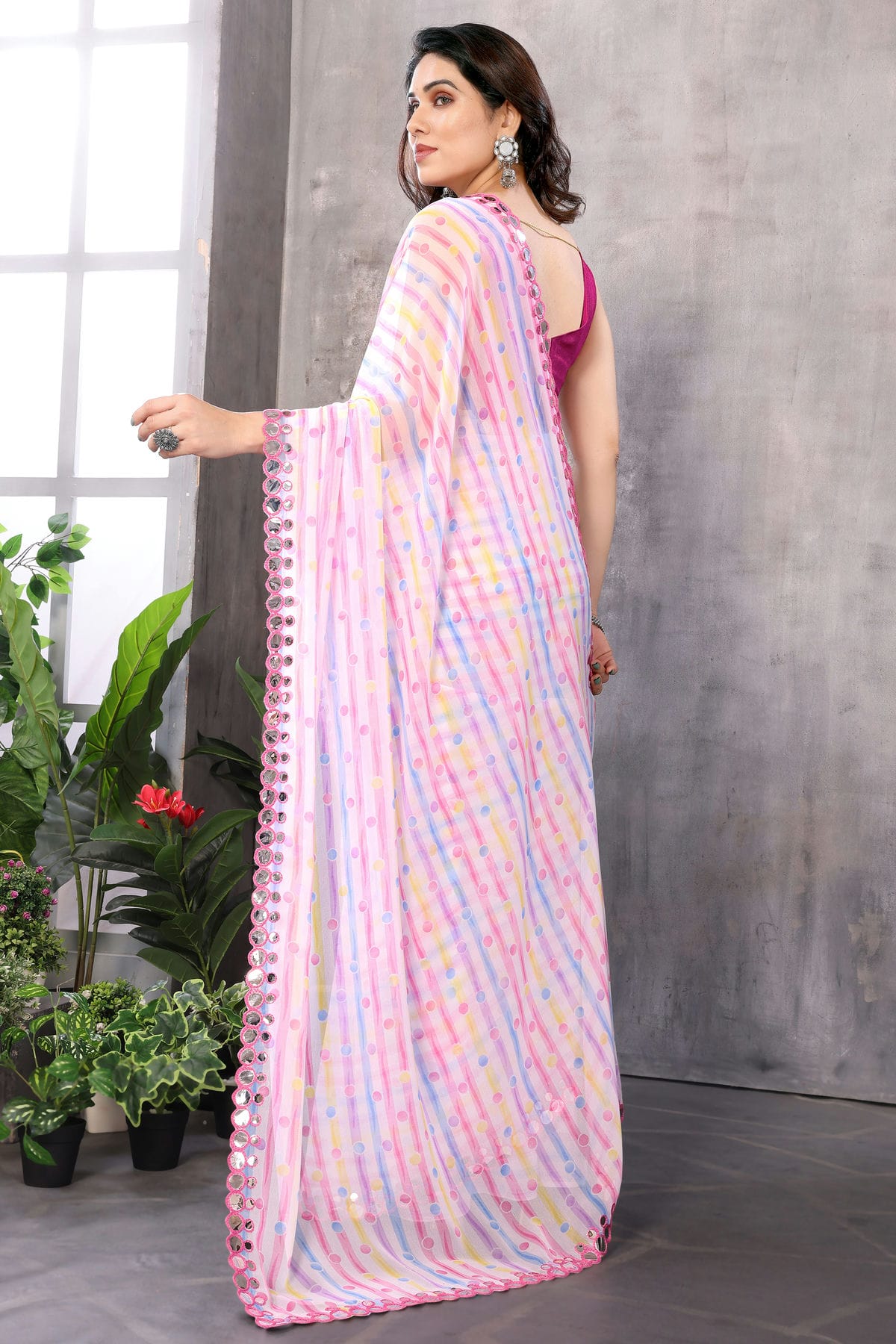 Baby Pink Colour Georgette Saree