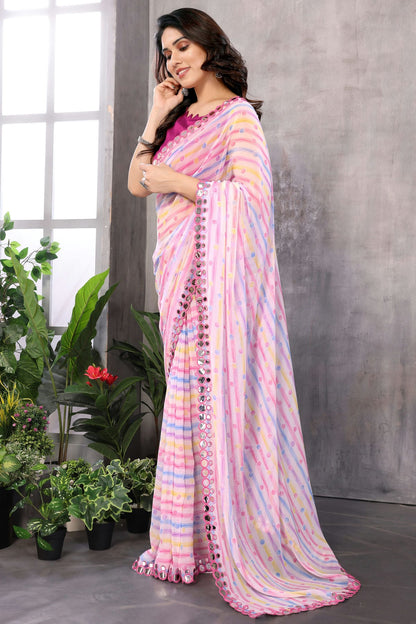 Baby Pink Colour Georgette Saree