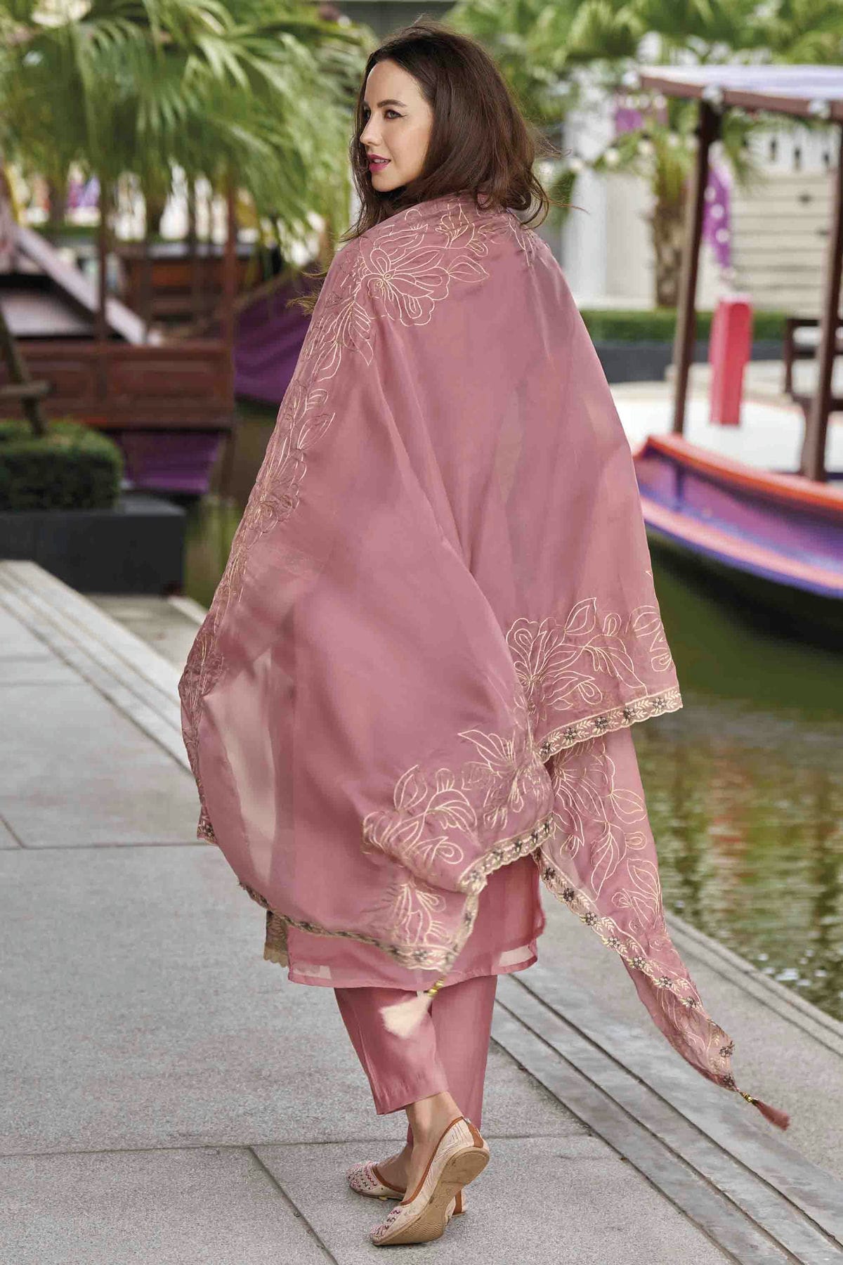 Baby Pink Colour Organza Stitched Pakistani Suit VSSS1140762