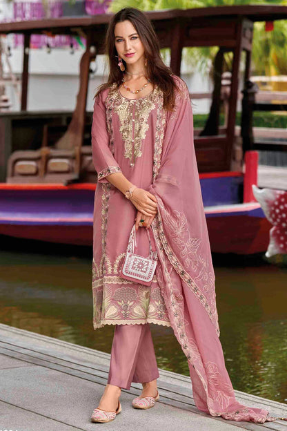 Baby Pink Colour Organza Stitched Pakistani Suit VSSS1140762