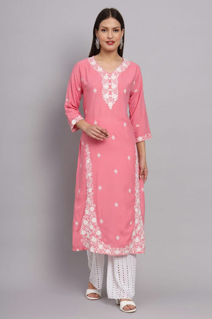 Baby Pink Colour Rayon Kurti