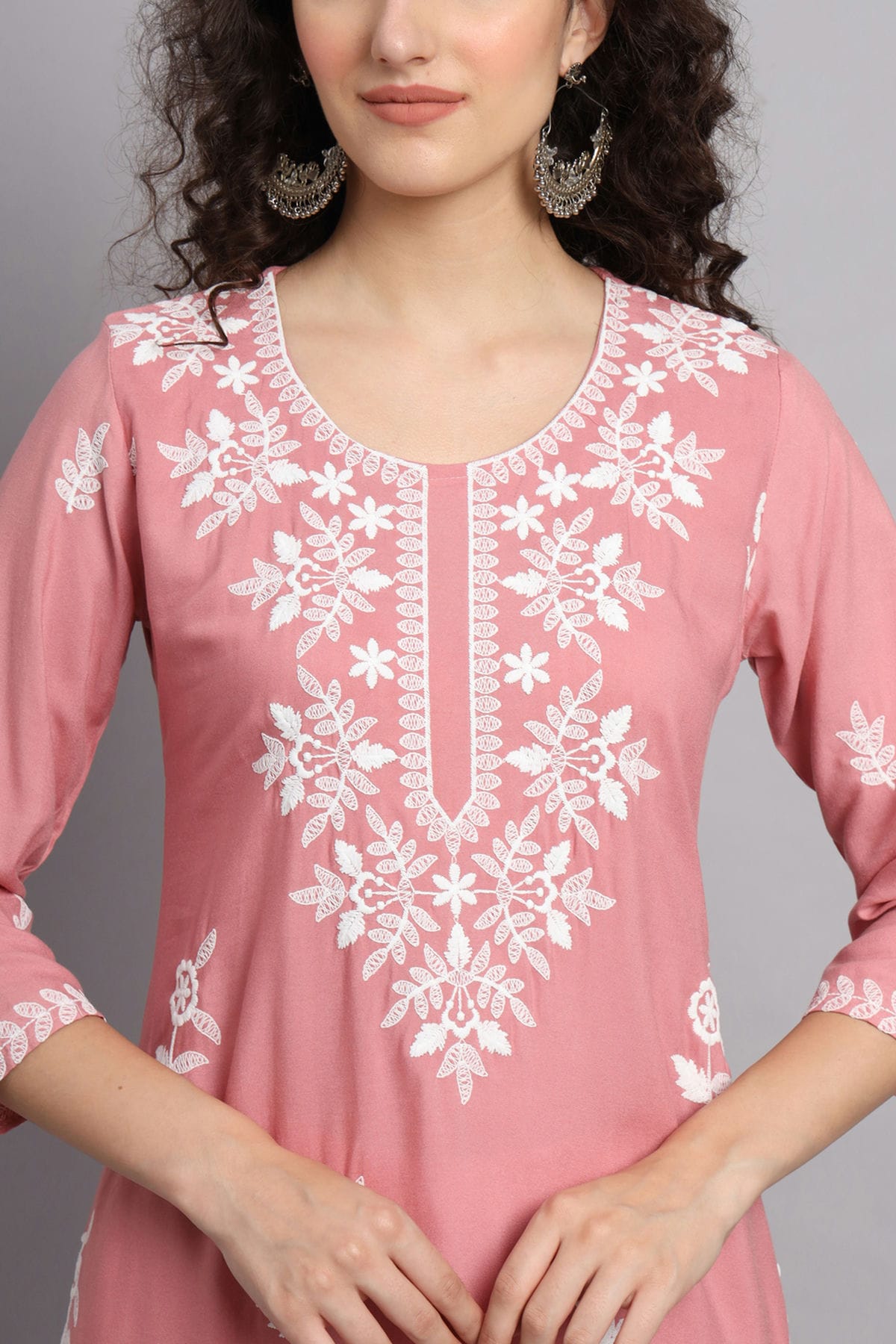 Baby Pink Colour Rayon Kurti VSKR1111085