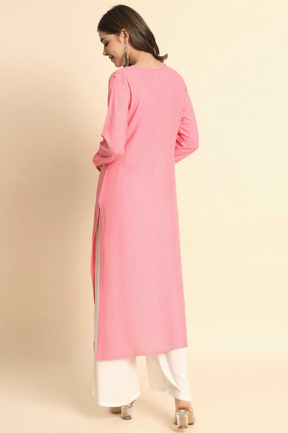 Baby Pink Colour Rayon Kurti VSKR1111116