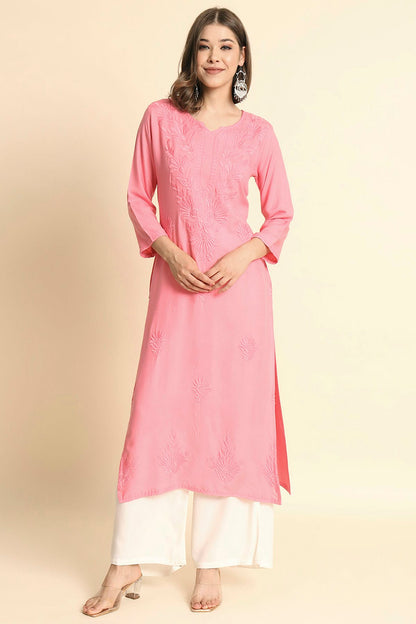 Baby Pink Colour Rayon Kurti